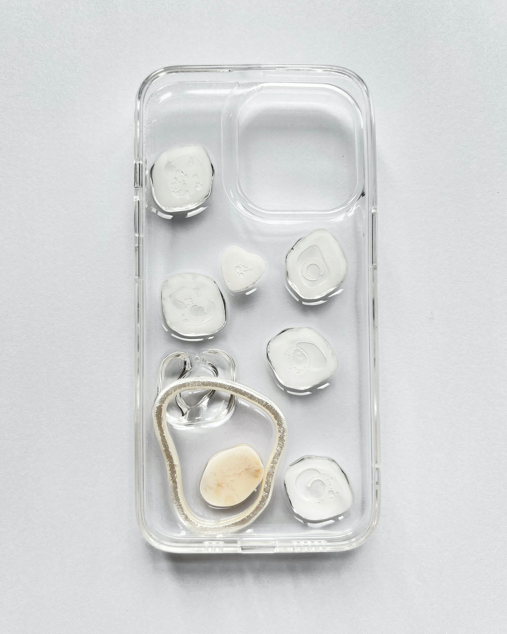 clear PVC pearls stones phone case - iPhone 13 pro
