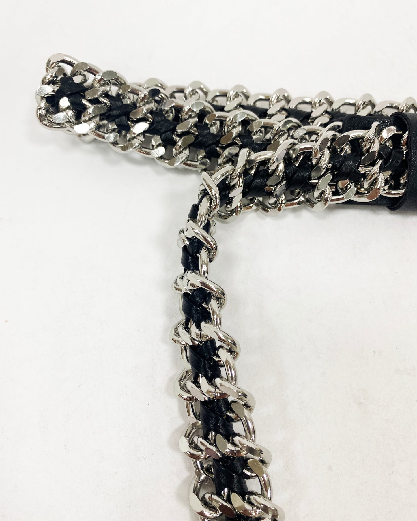 black PU leather & silver chain buckle belt *pre-order*