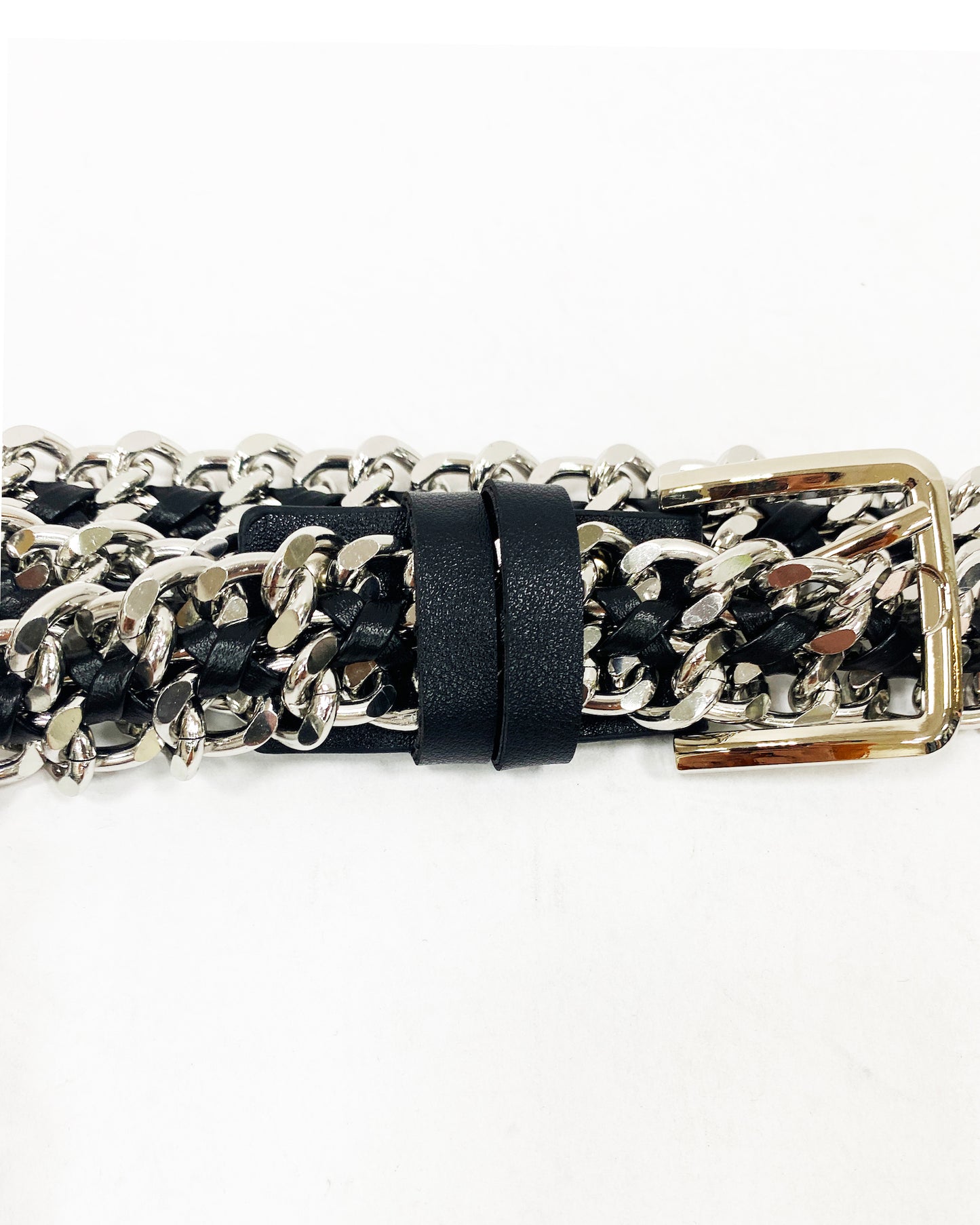 black PU leather & silver chain buckle belt *pre-order*