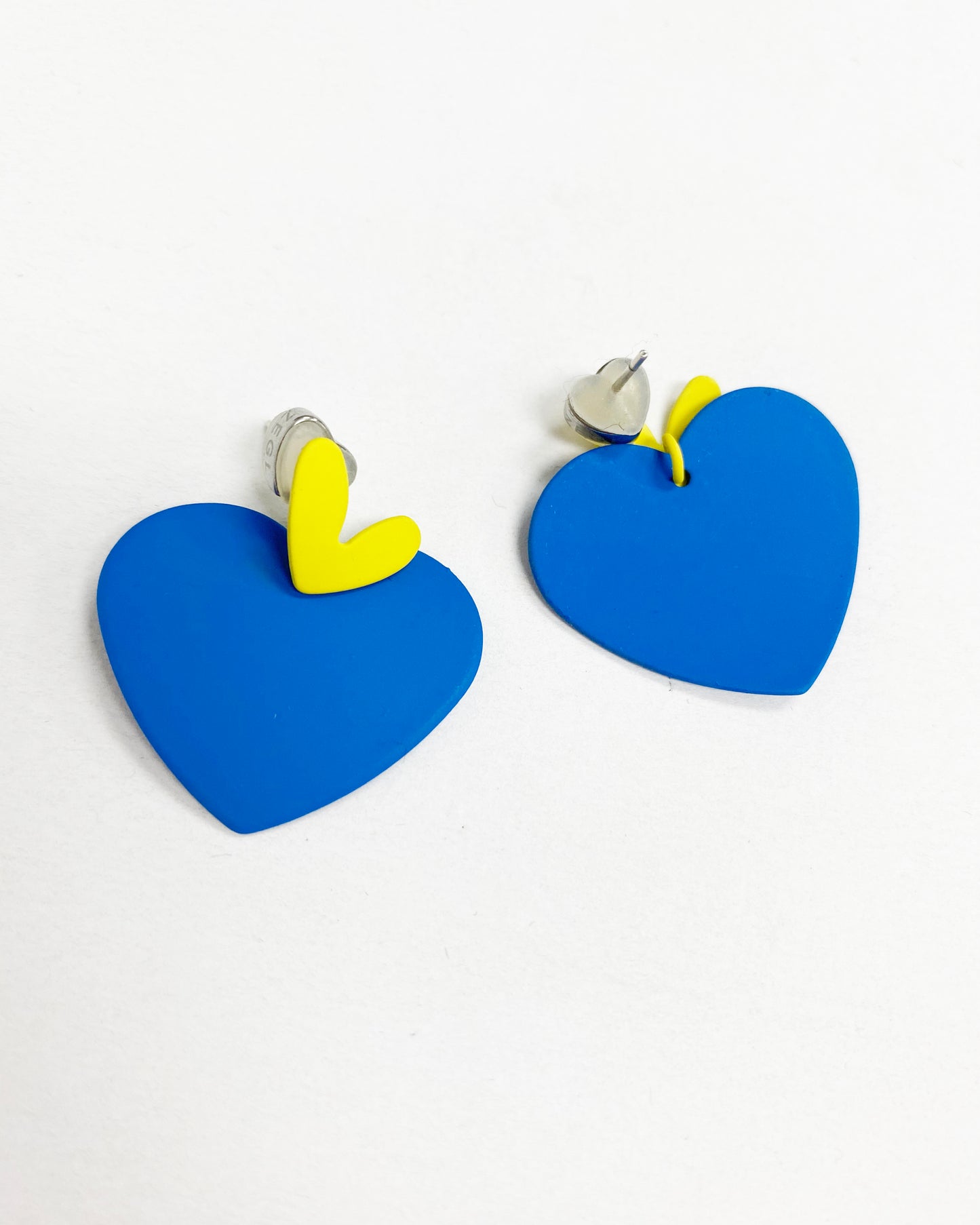黃色和藍色心形耳環 *預購*