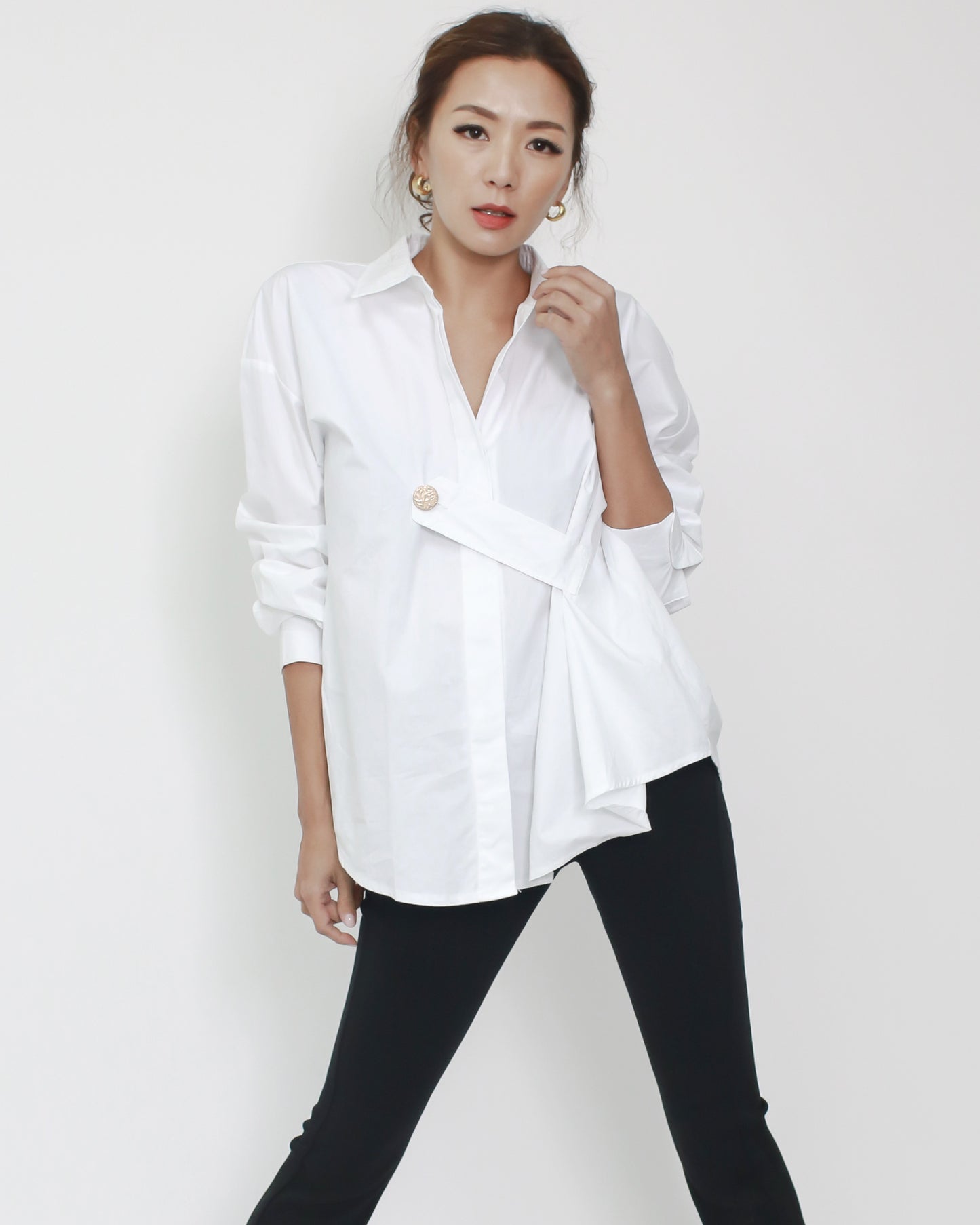 ivory gold button front shirt *pre-order*