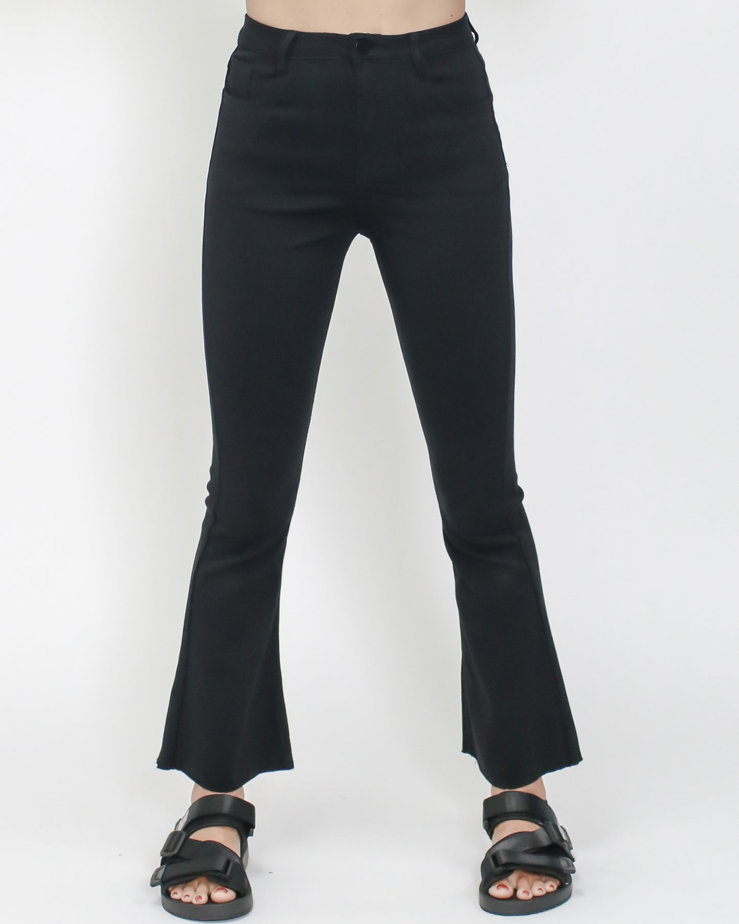 black skinny stretch bell cropped pants *pre-order*