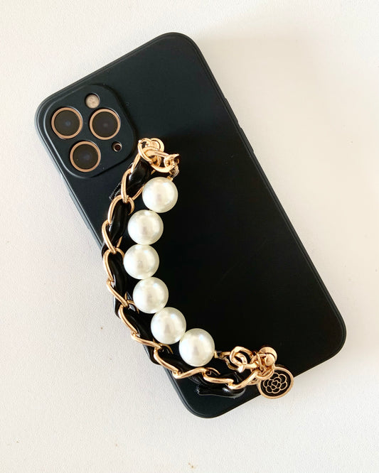 black silicone & pearls chains phone case *pre-order*