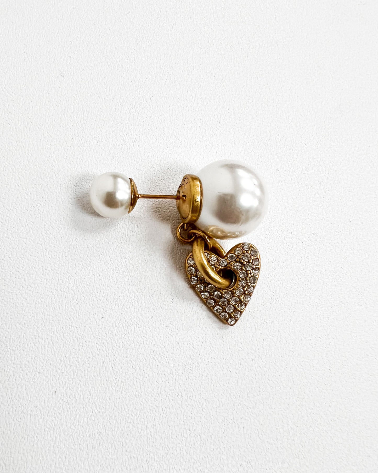 pearls & diamonds hearts earrings