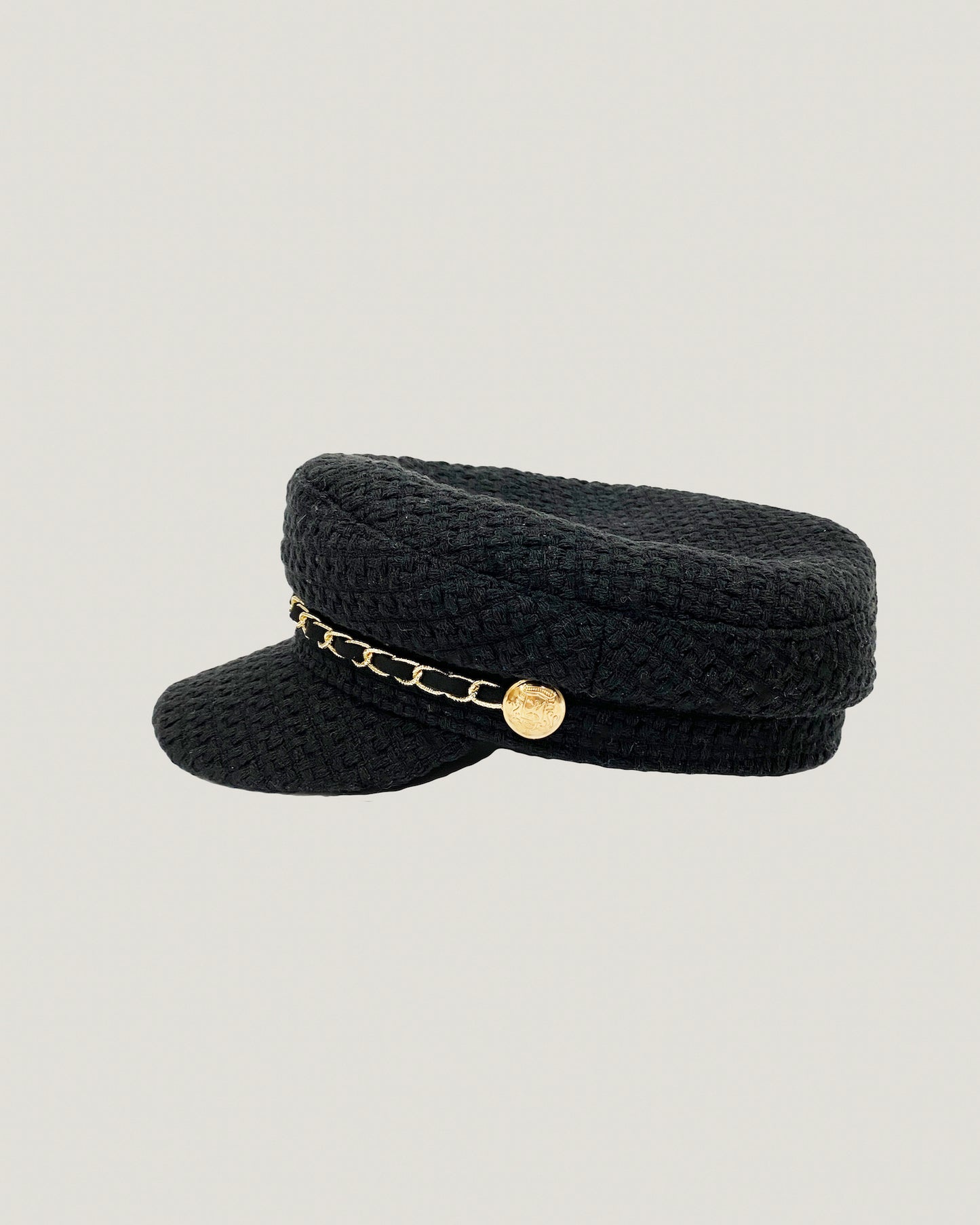 black tweed chain boy cap *pre-order*