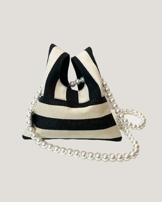 ivory & black with pearls chain bag *pre-order*