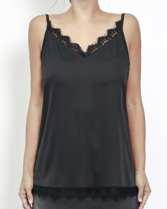 black slinky lace trim slip *pre-order*