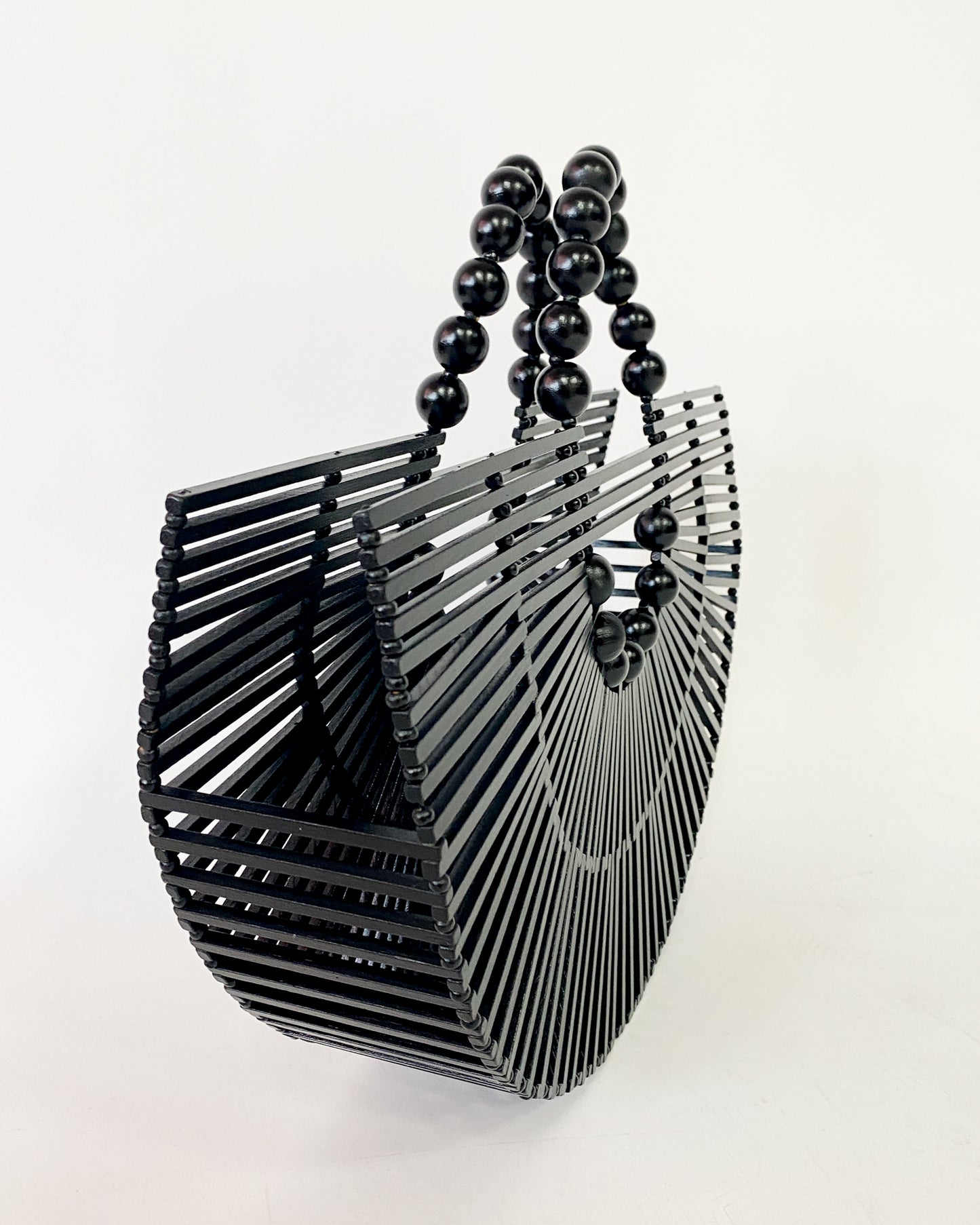 black beads wooden curve bag *pre-order*