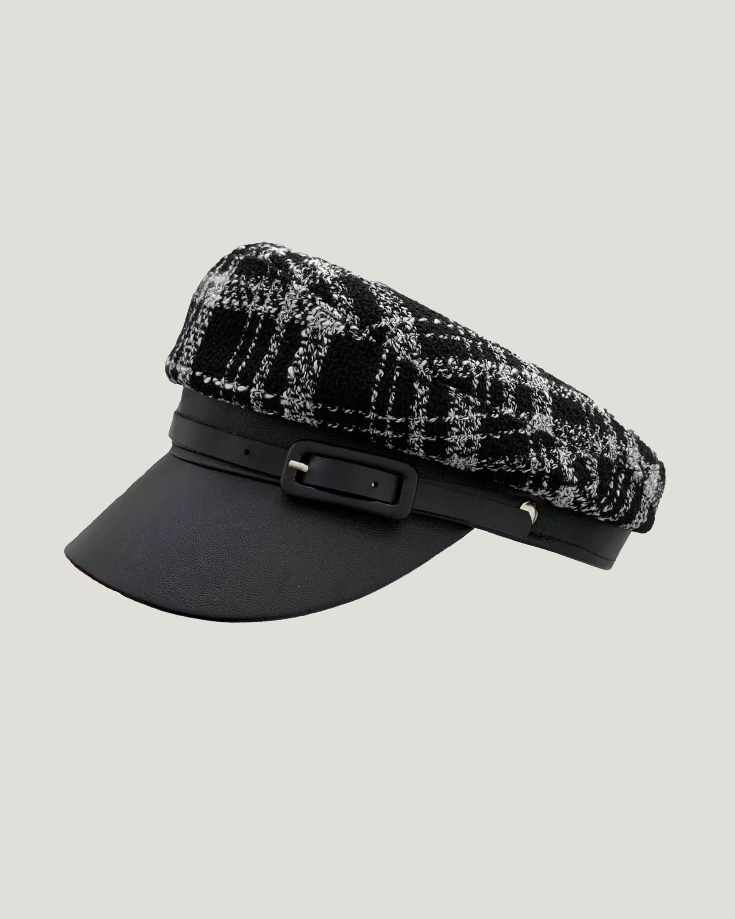 black tweed checkers boy cap hat *pre-order*