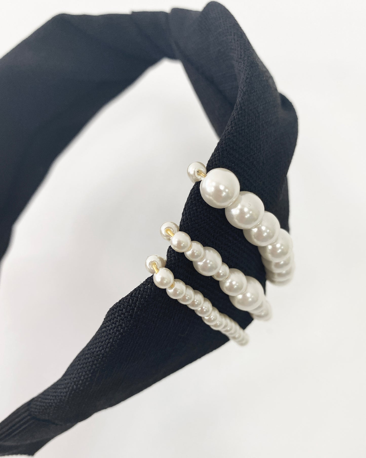 black twisted pearls sides fabric headband *pre-order*