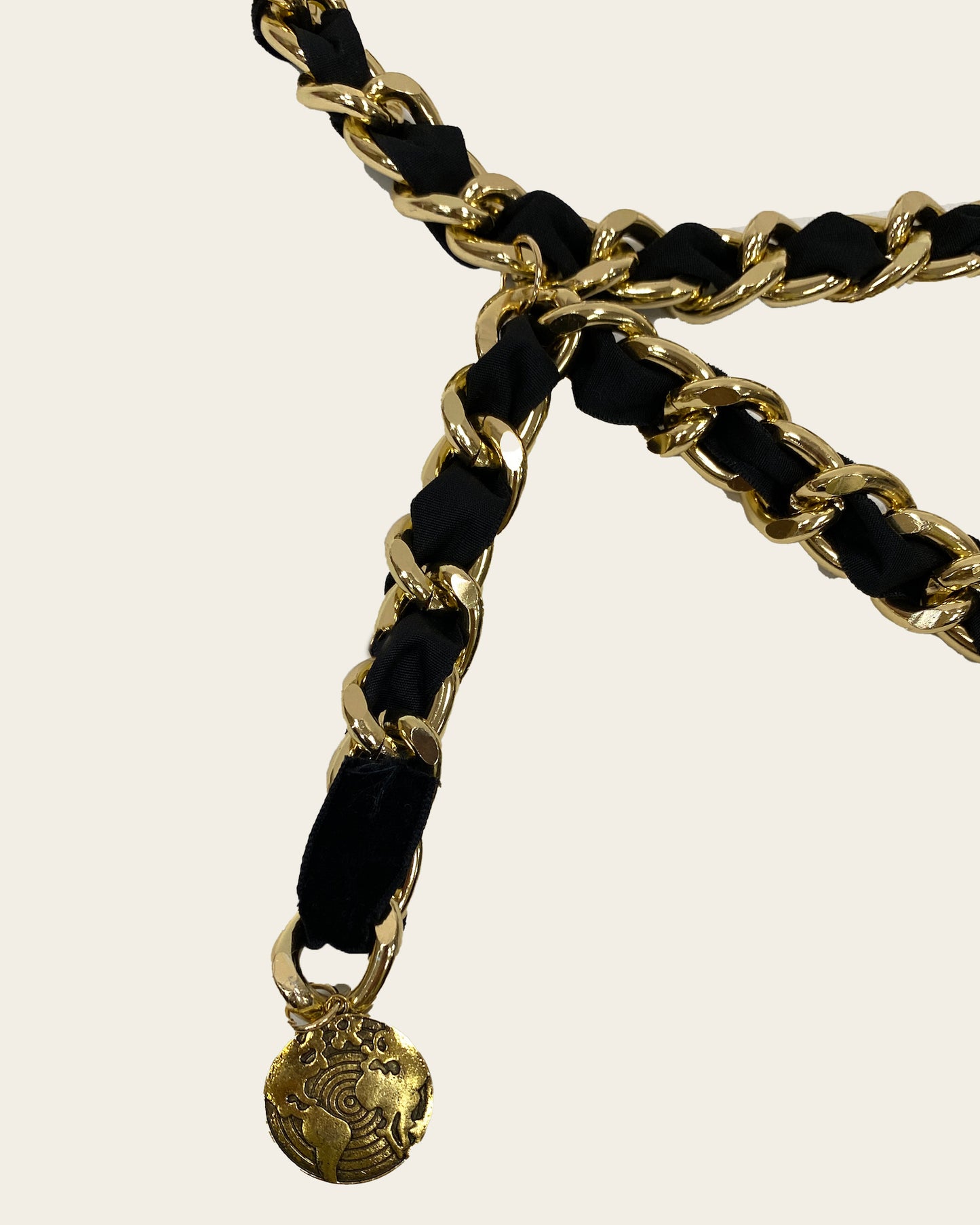 black fabric & double gold chain belt *pre-order*