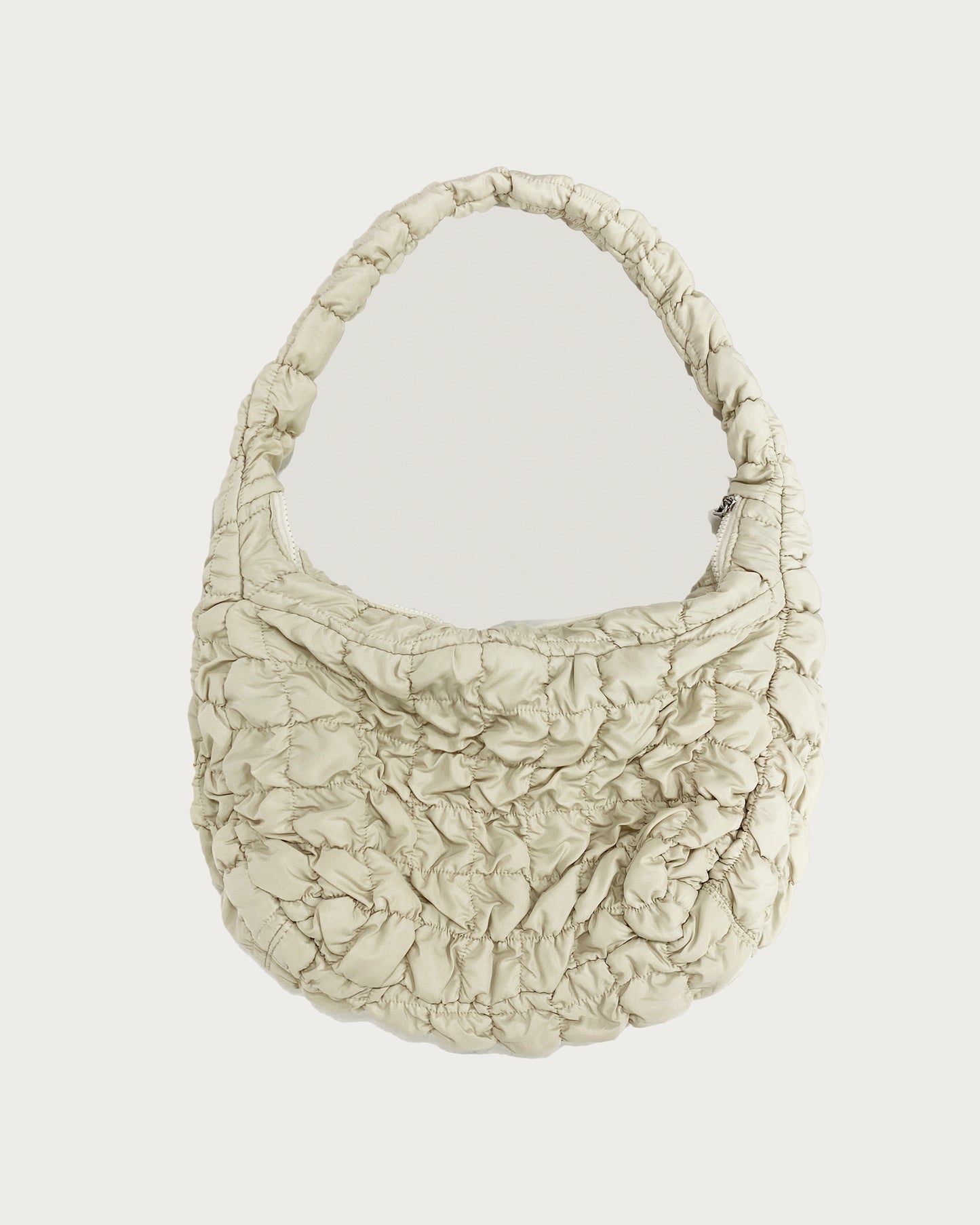 ivory quilted ruched cross-body fabric bag *pre-order*