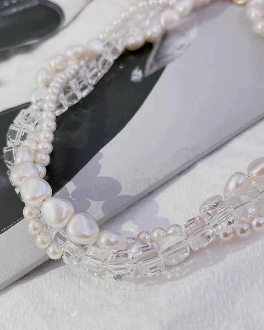 珍珠和透明 PVC 扭絞項鍊 *預購*