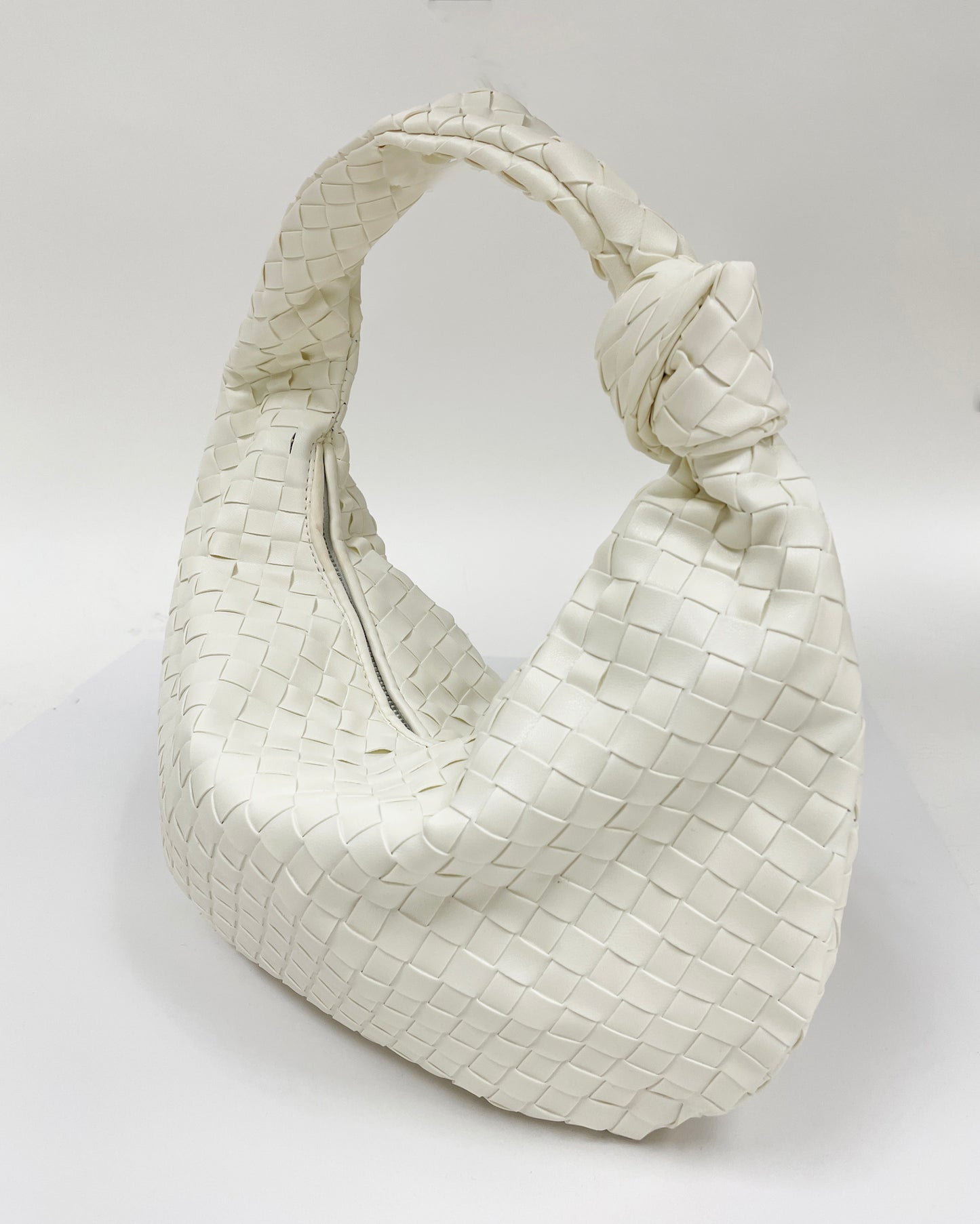 ivory PU leather woven knotted bag *pre-order*
