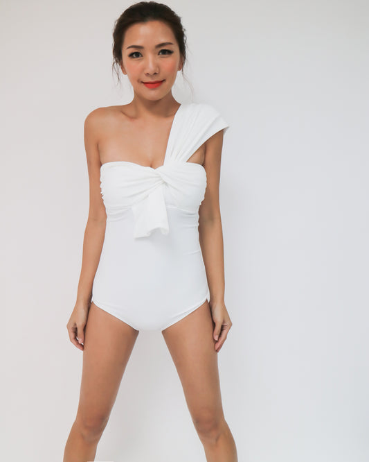ivory one shoulder one piece swimwear *pre-order*