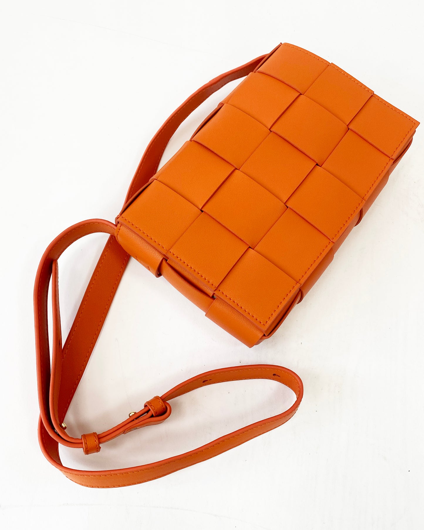 orange leather weave cross body bag *pre-order*