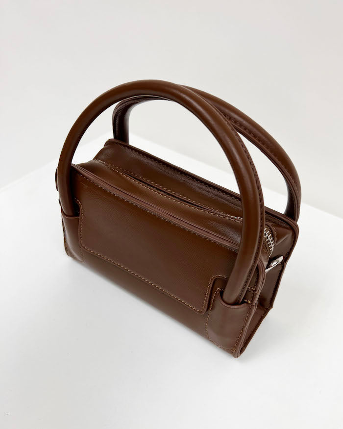 brown POU leather handle bag *pre-order*