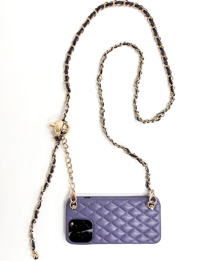 lilac quilted PU leather chain phone case *pre-order*
