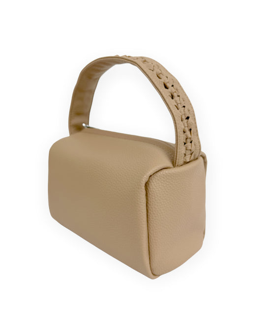 beige PU leather handle bag