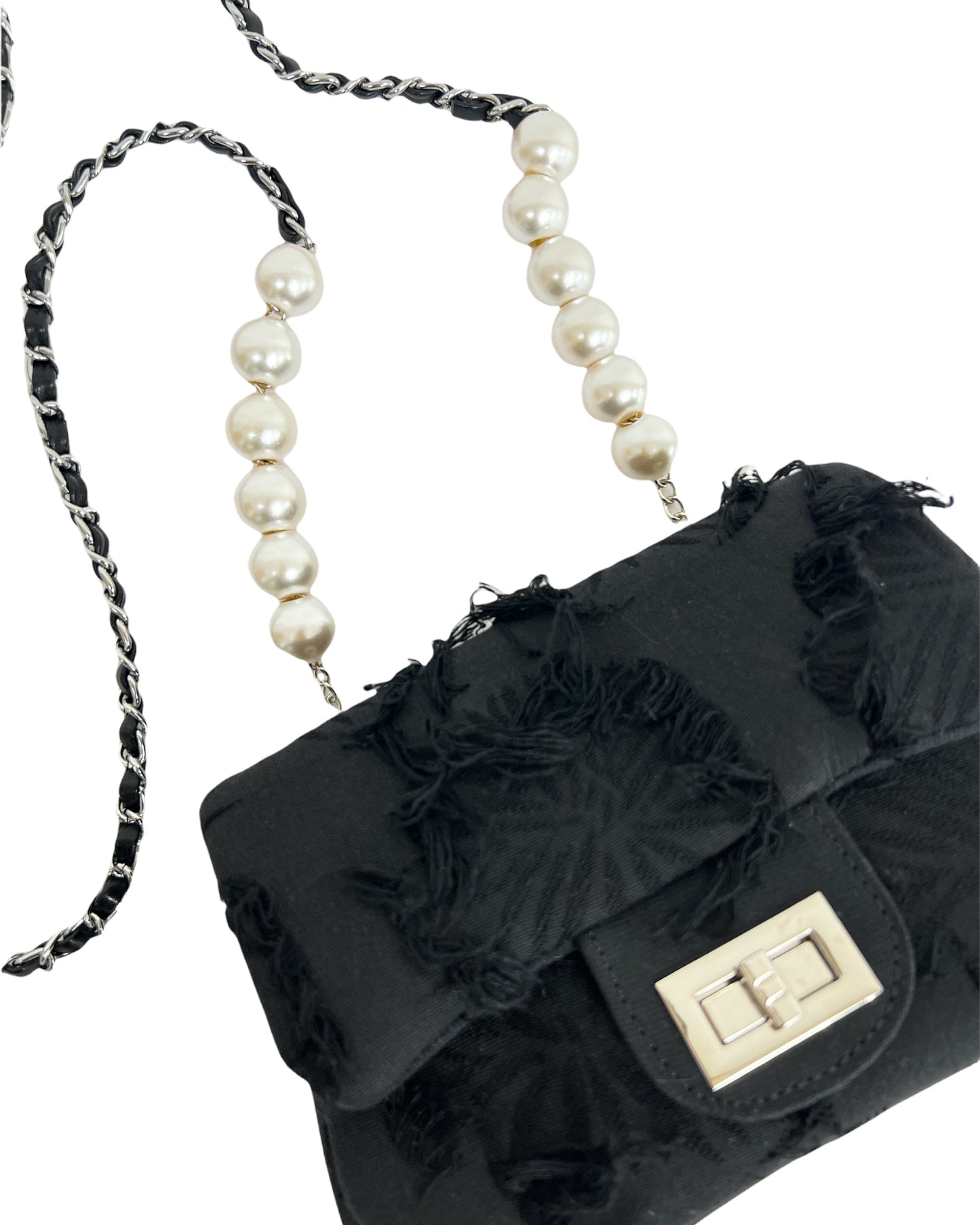 black canvas tassels pearls chain bag *pre-order*