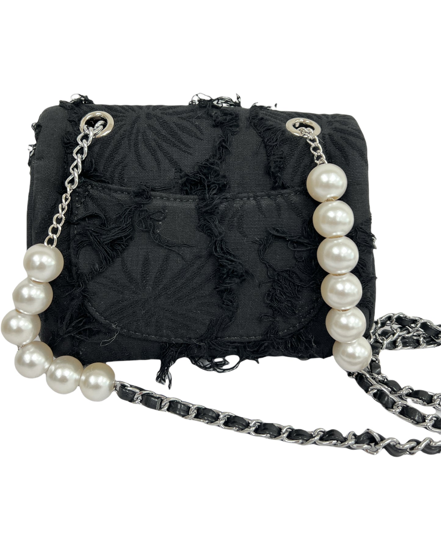 black canvas tassels pearls chain bag *pre-order*