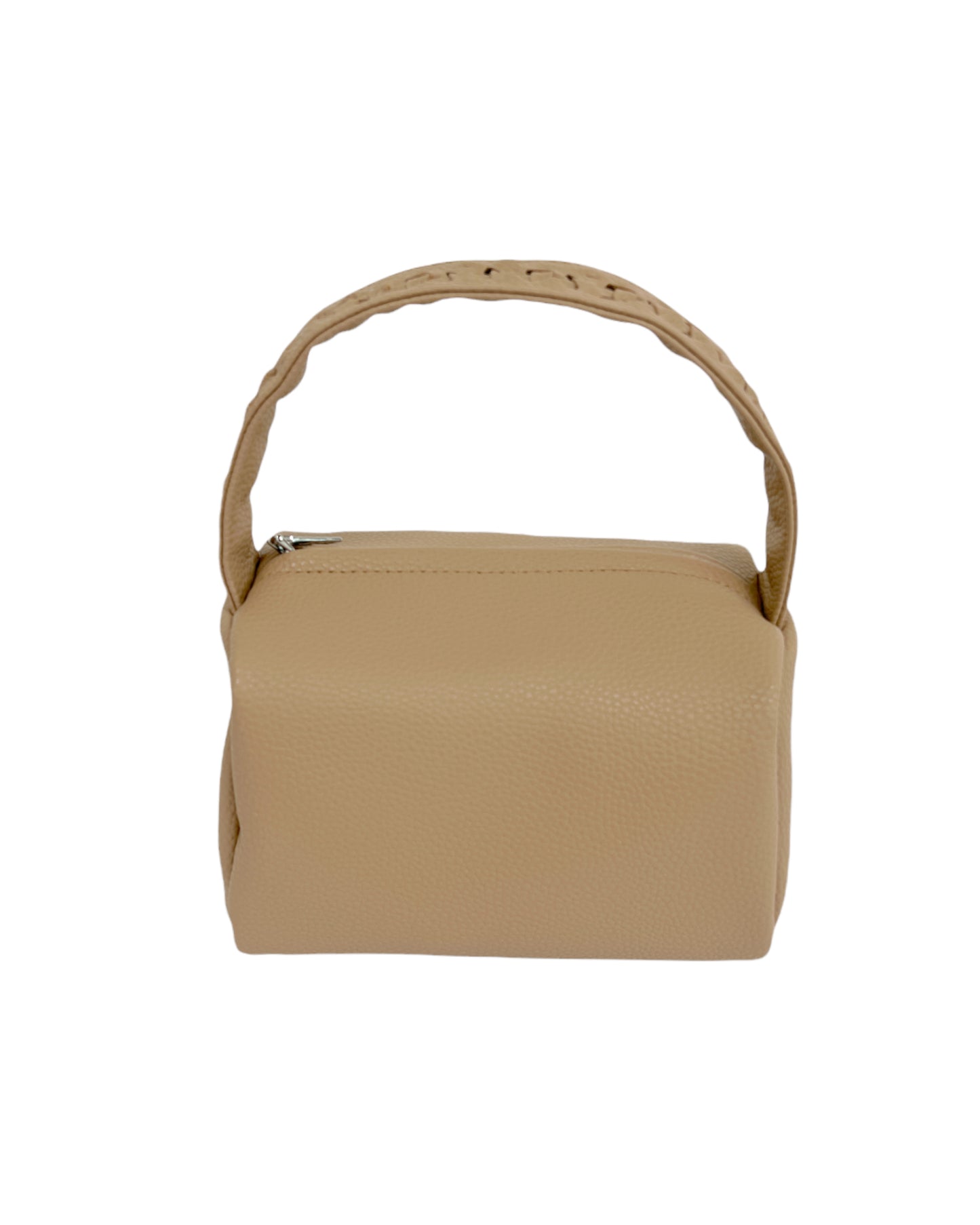 beige PU leather handle bag