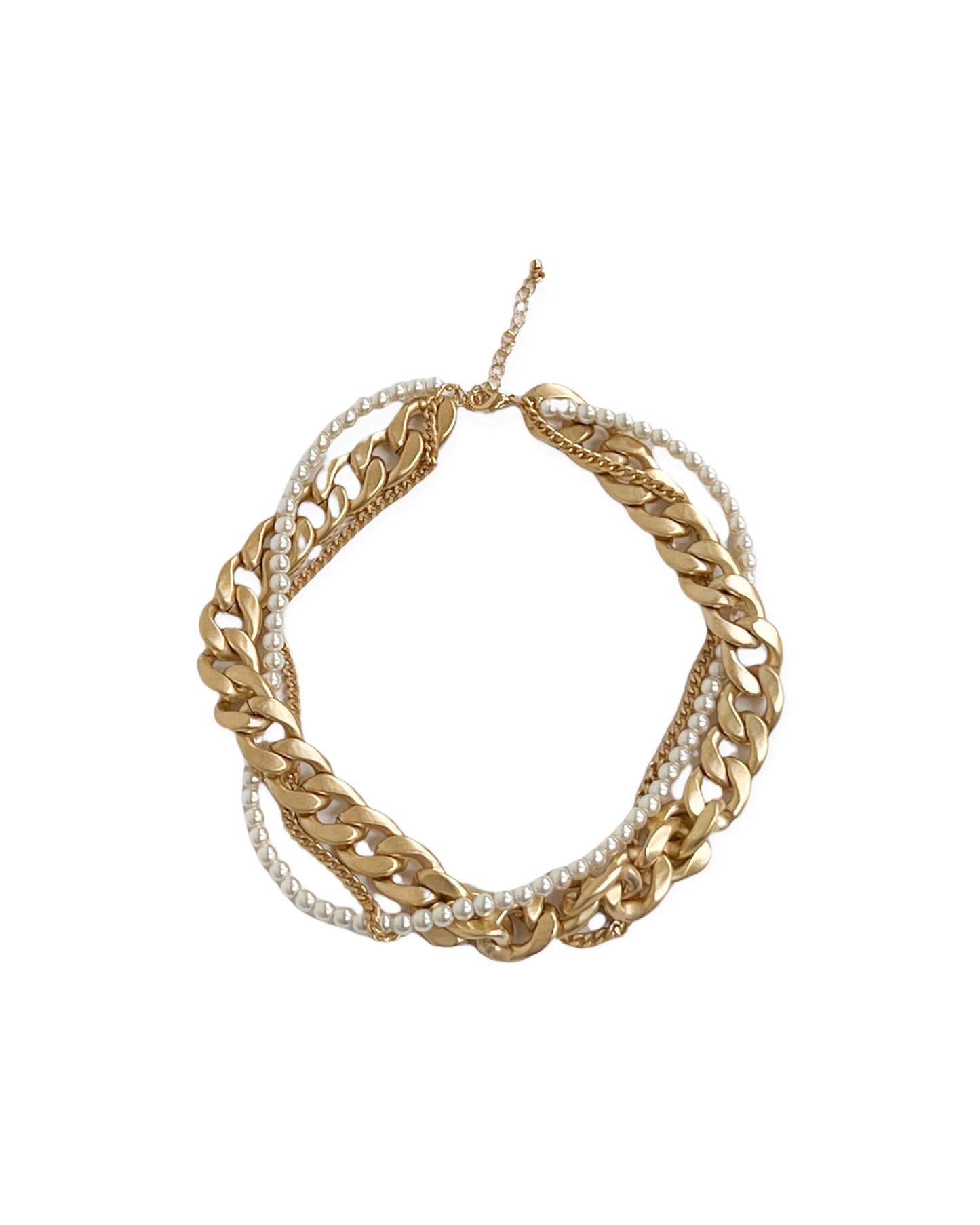 matt gold chain & pearls twisted necklace *pre-order*
