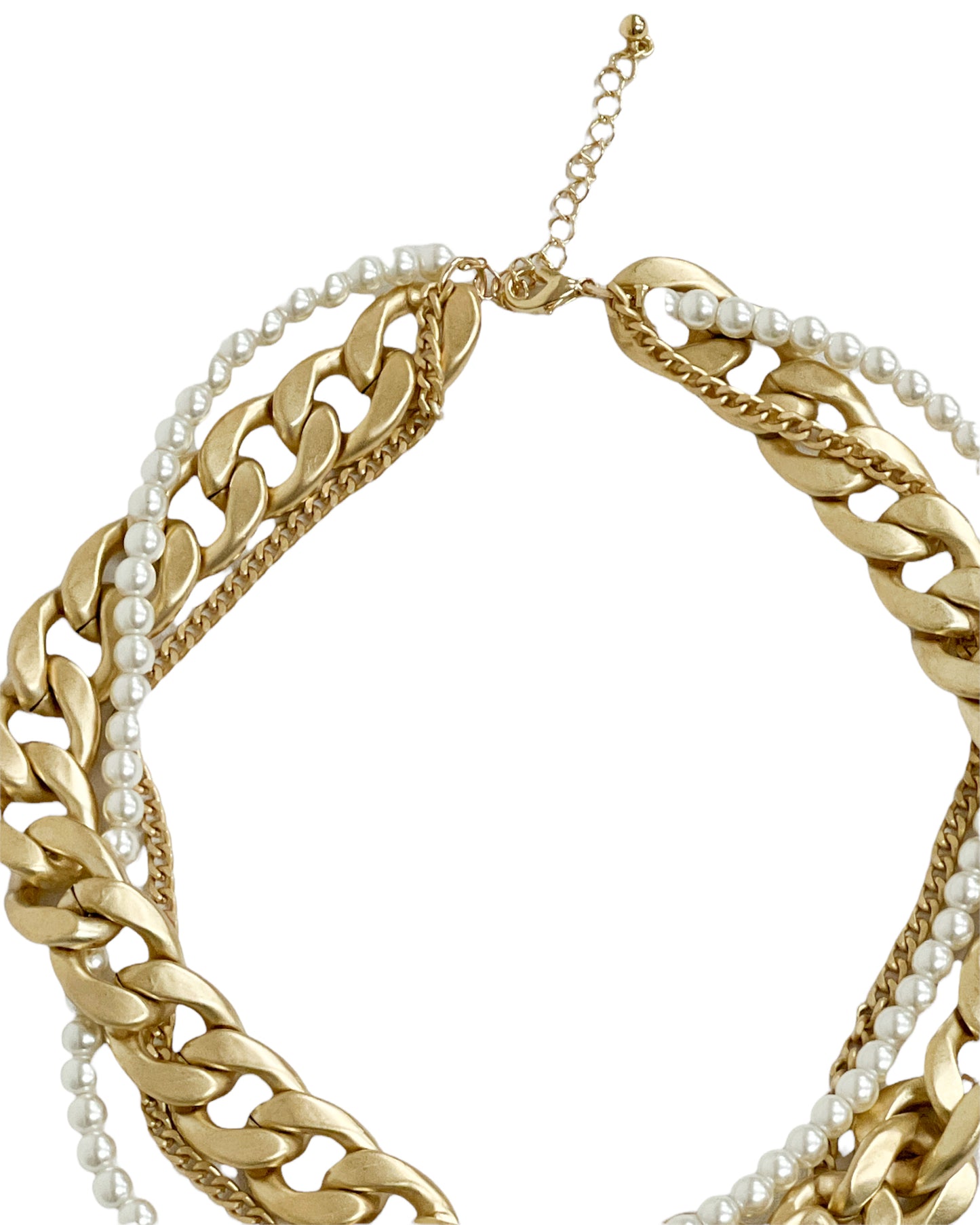 matt gold chain & pearls twisted necklace *pre-order*