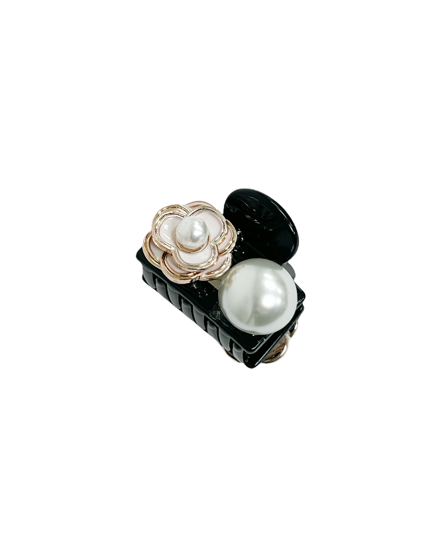 black PVC camilla flowers & pearls hair clips *pre-order*