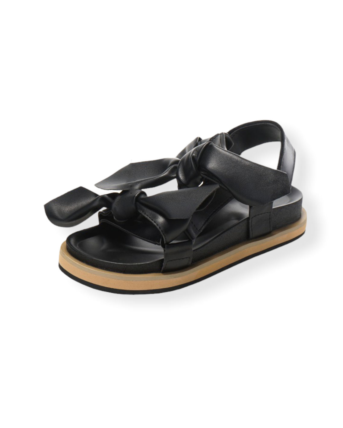 black PU leather bows sandals - 37 / 38