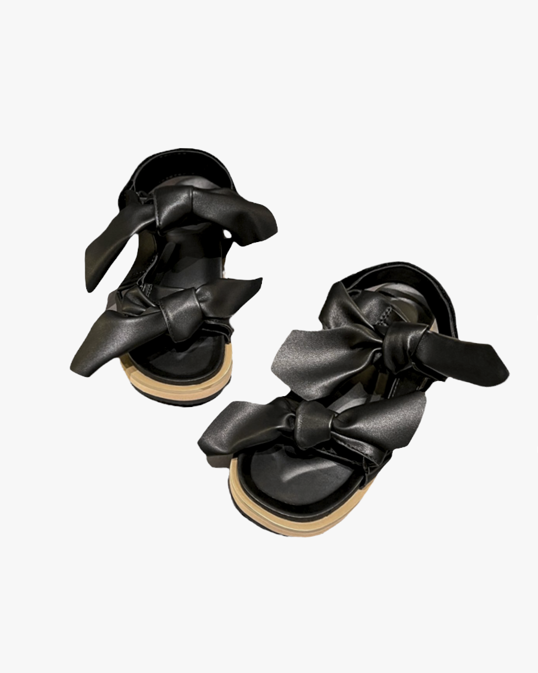 black PU leather bows sandals - 37 / 38