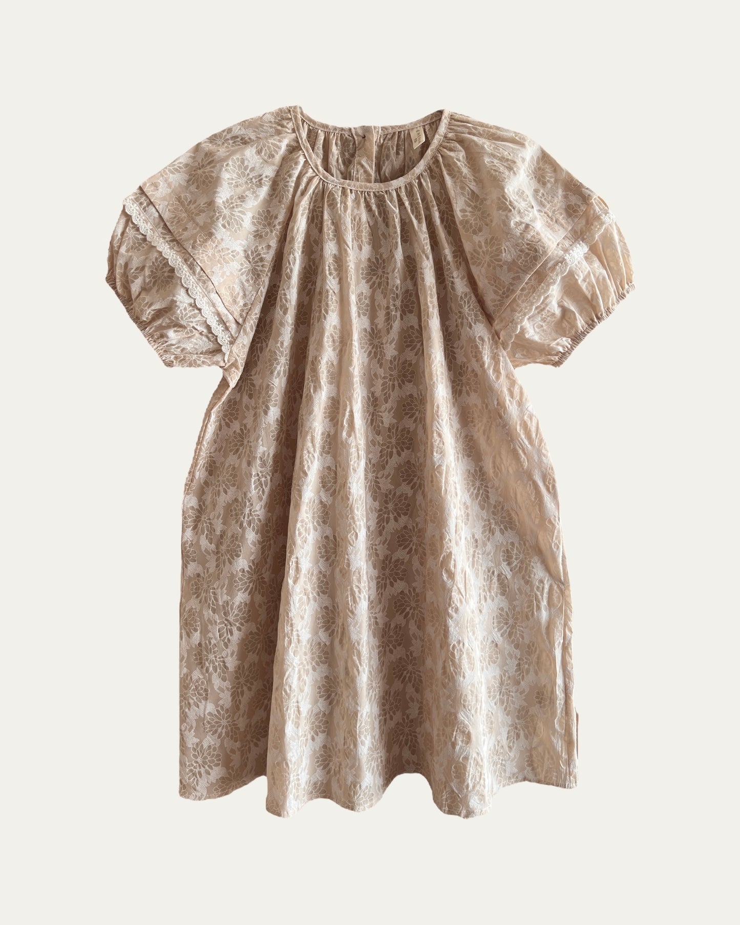 kids - ivory texture printed dress *pre-order*