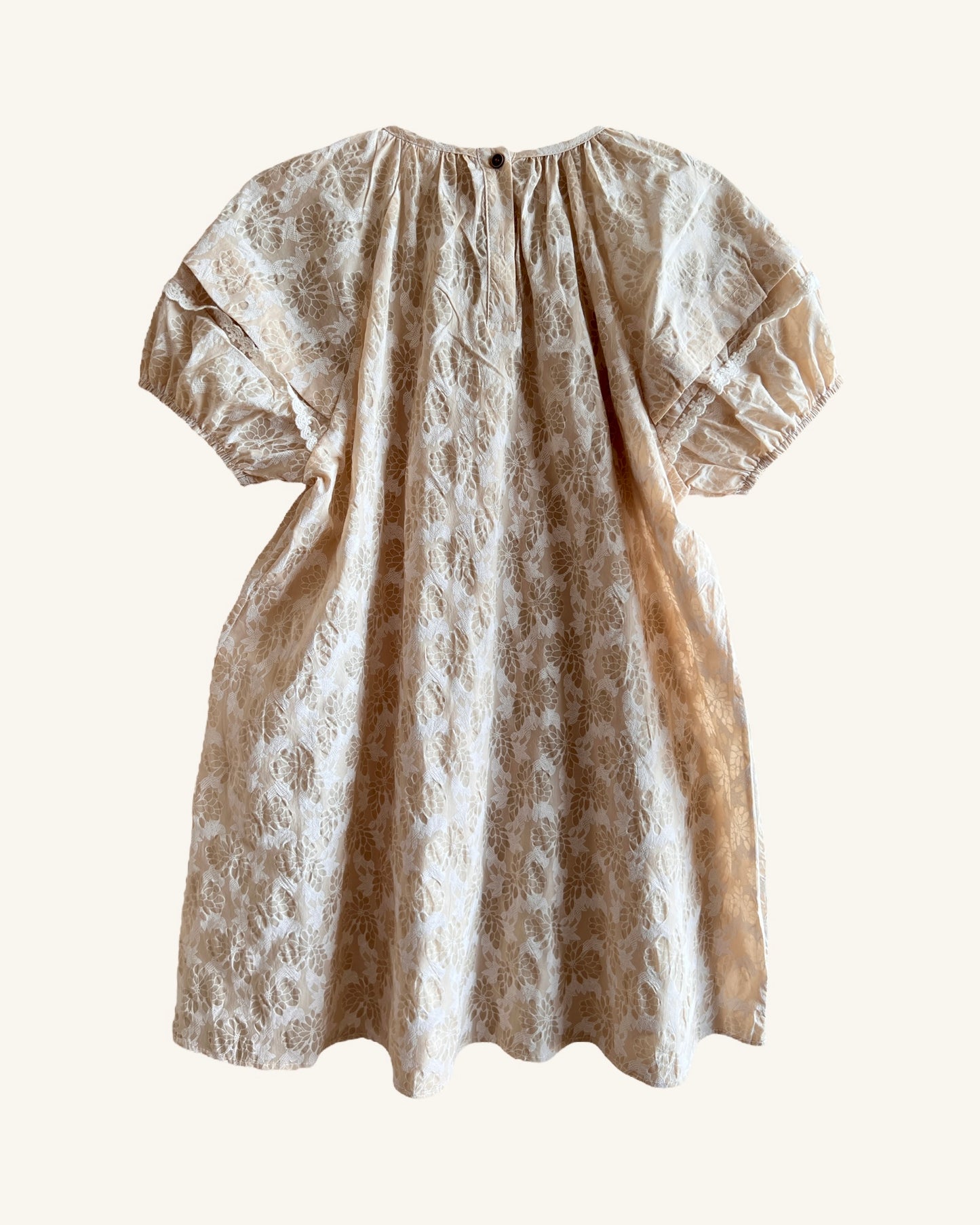 kids - ivory texture printed dress *pre-order*
