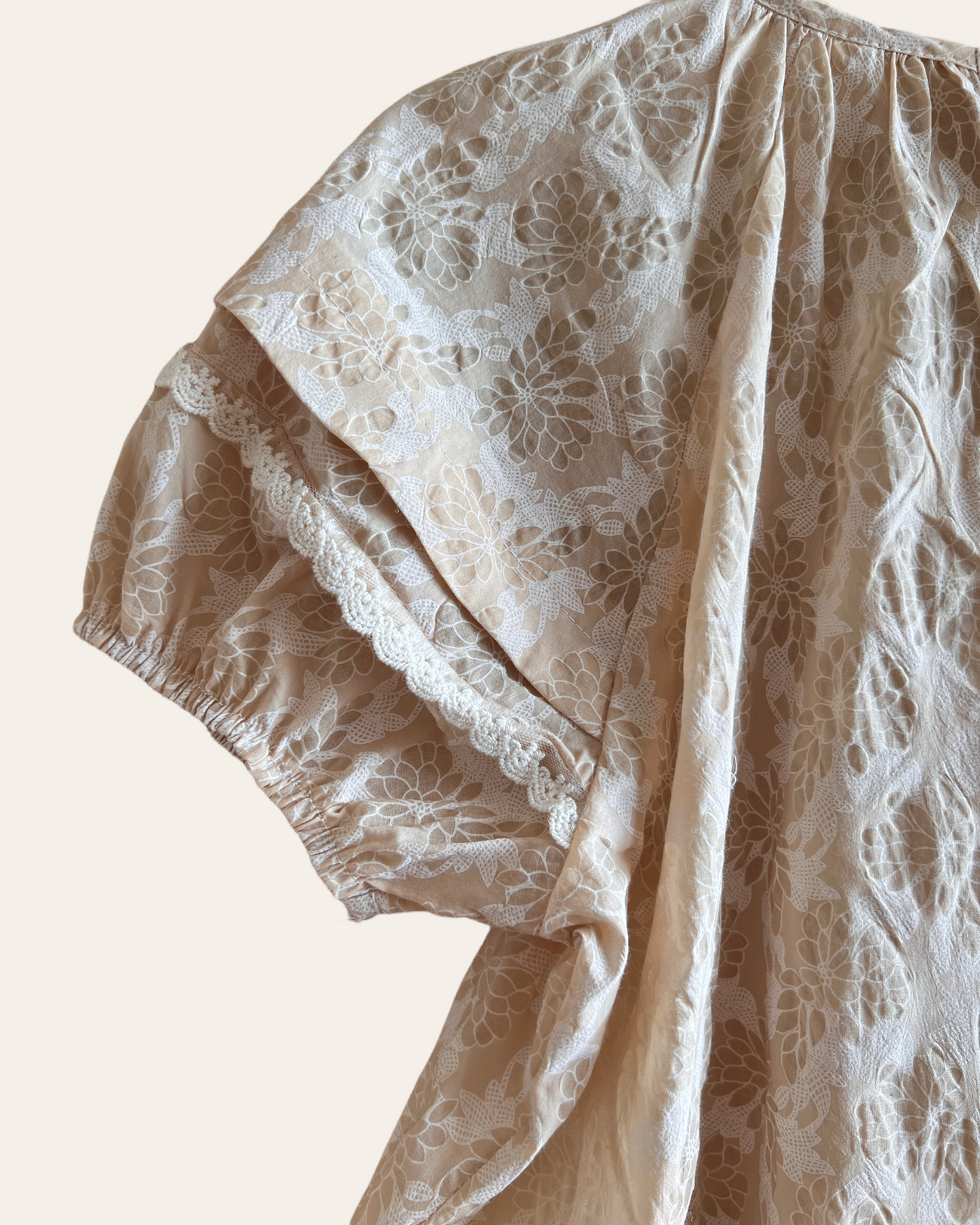 kids - ivory texture printed dress *pre-order*