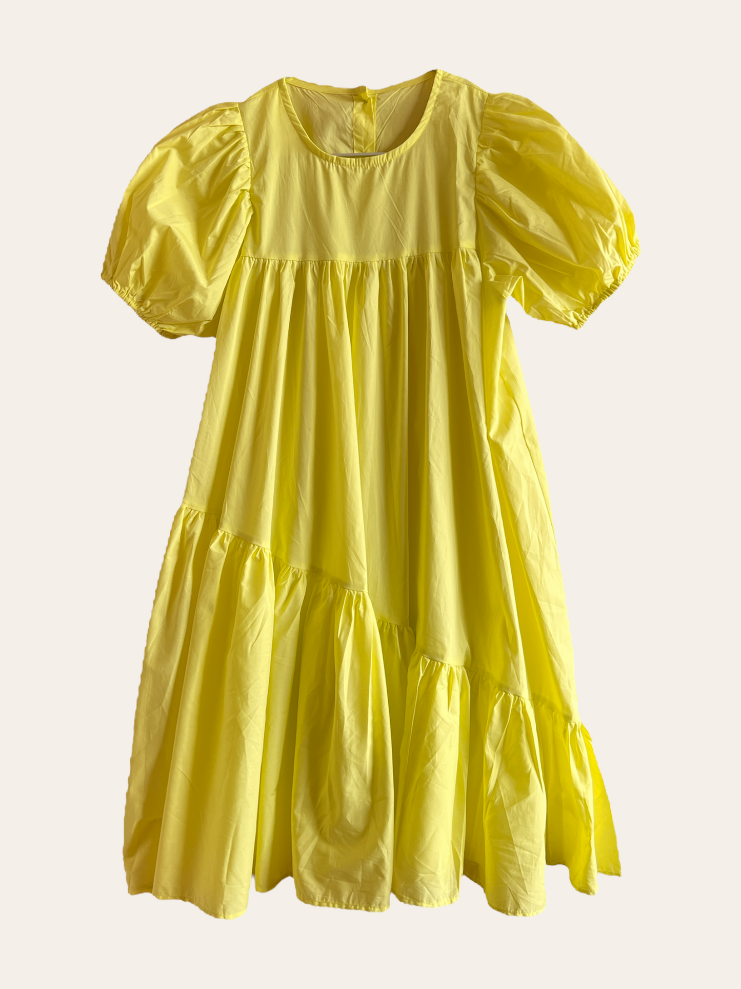 kids -yellow puff sleeves shirt dress *pre-order*