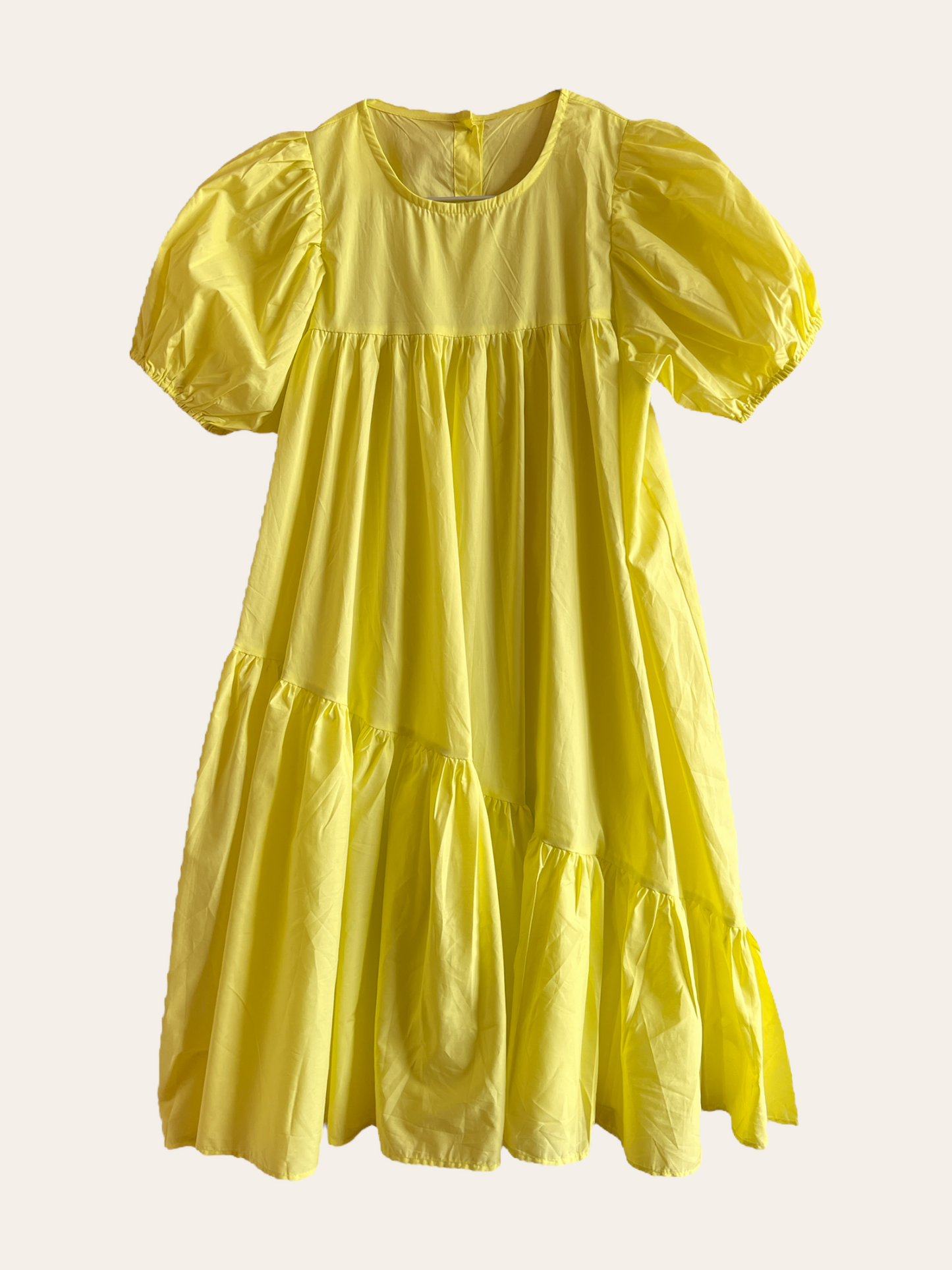 童裝 - 黃色泡泡袖襯衫裙 *預購*