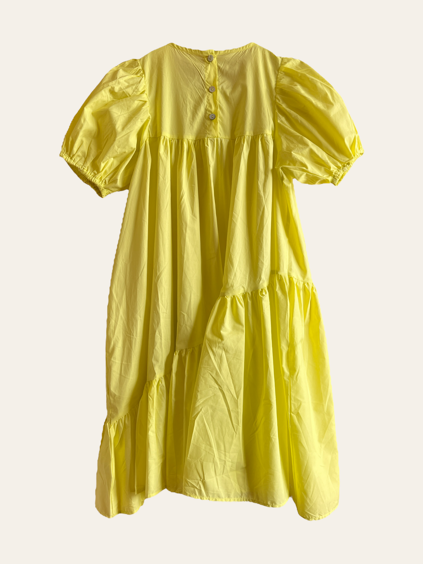 kids -yellow puff sleeves shirt dress *pre-order*