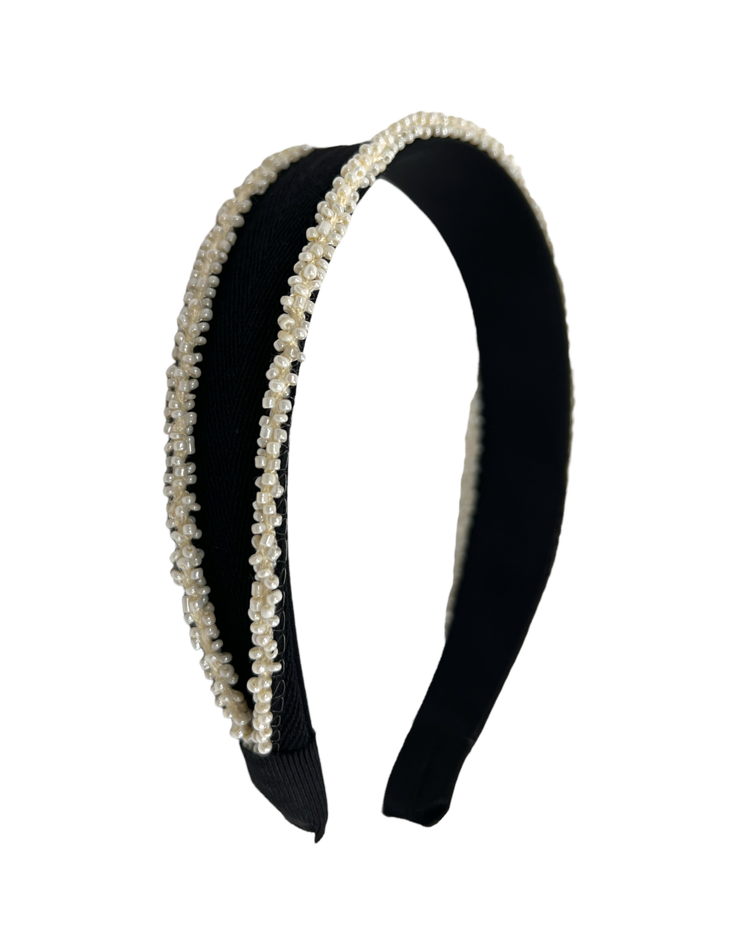 black & ivory beads trim canvas headband *pre-order*