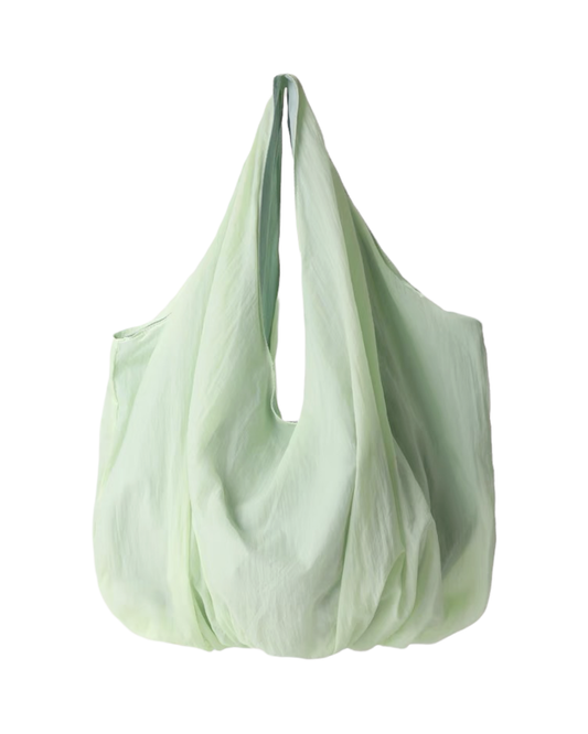 green ruched shoulder bag