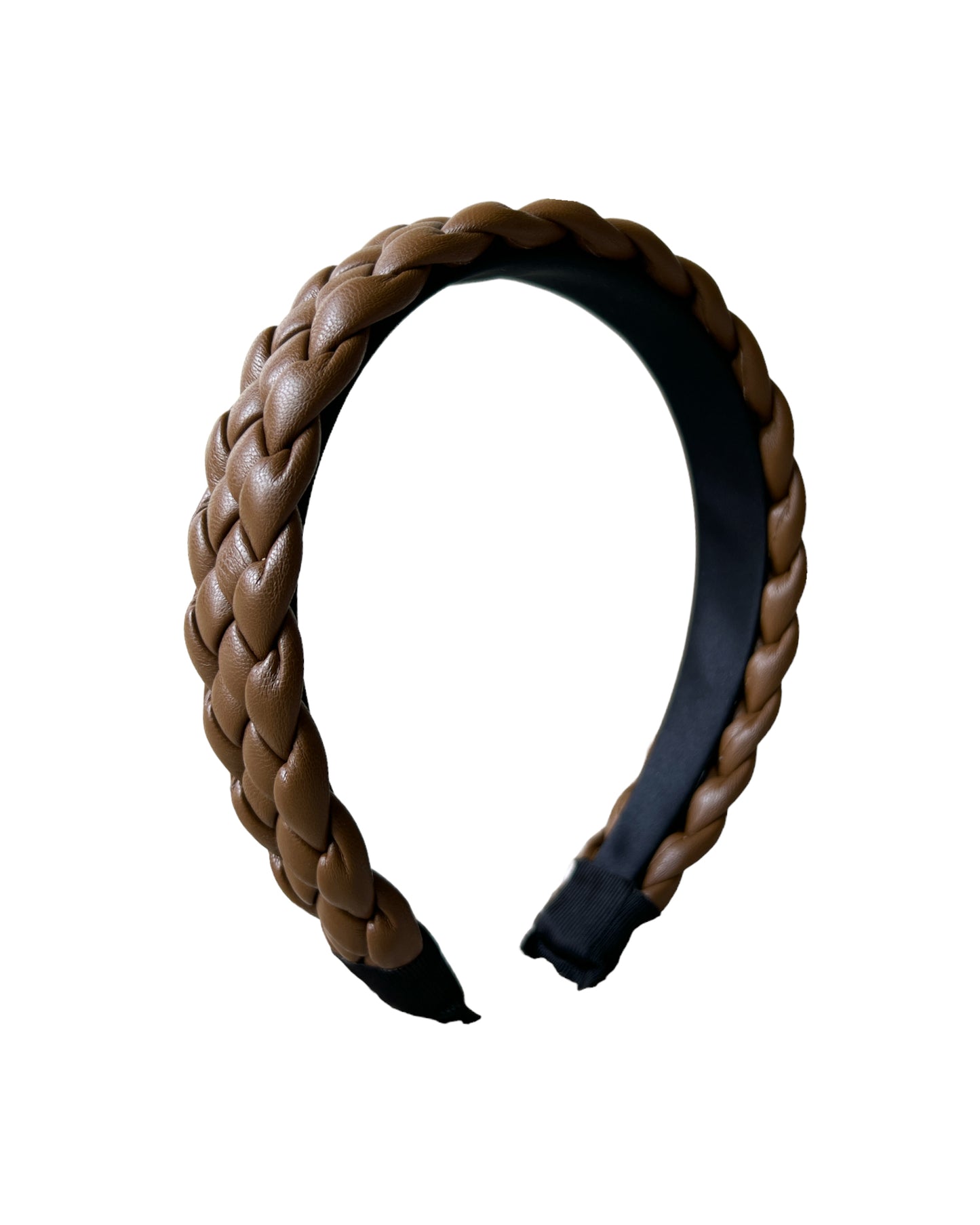 brown woven PU leather headband