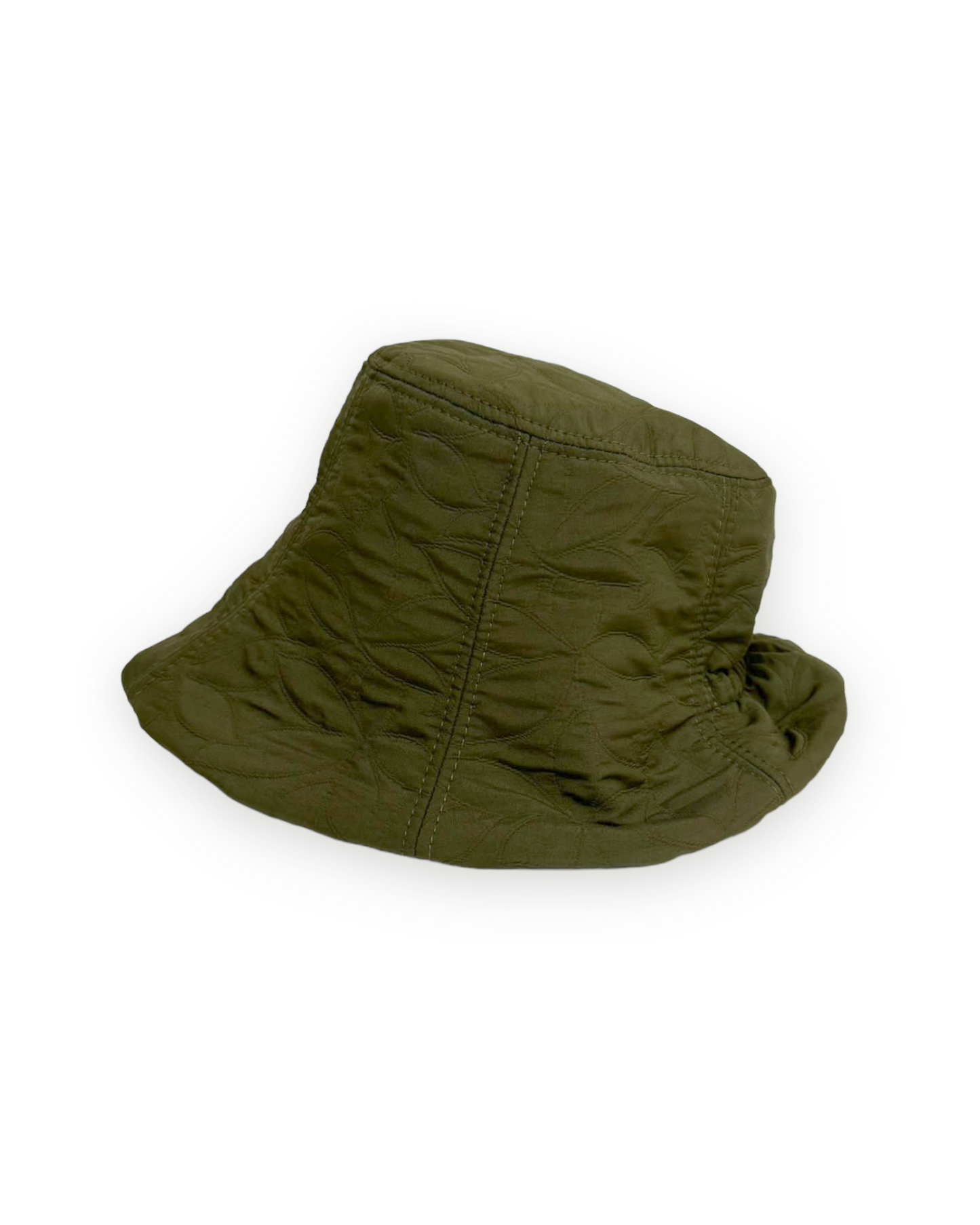 green texture cloth ruch back bucket hat