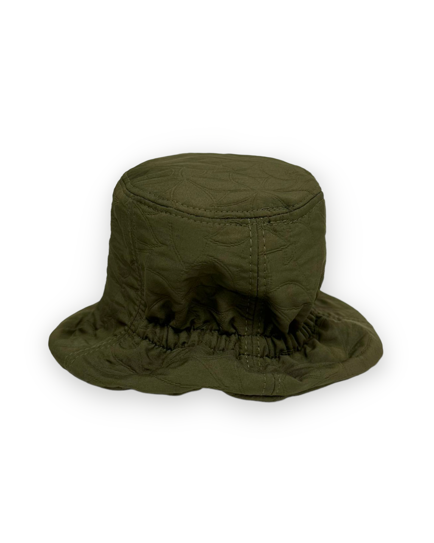 green texture cloth ruch back bucket hat