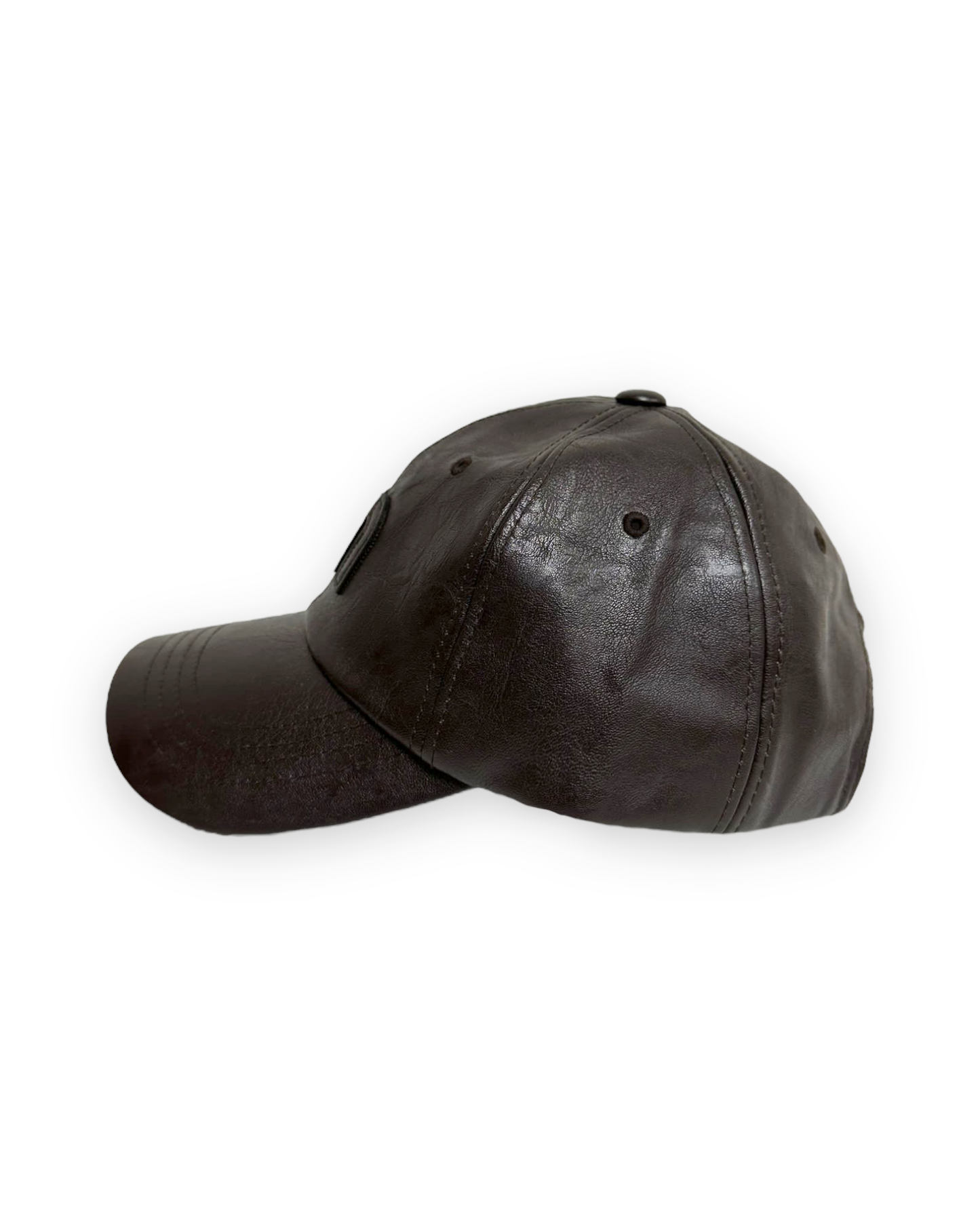 dark brown PU leather logo cap