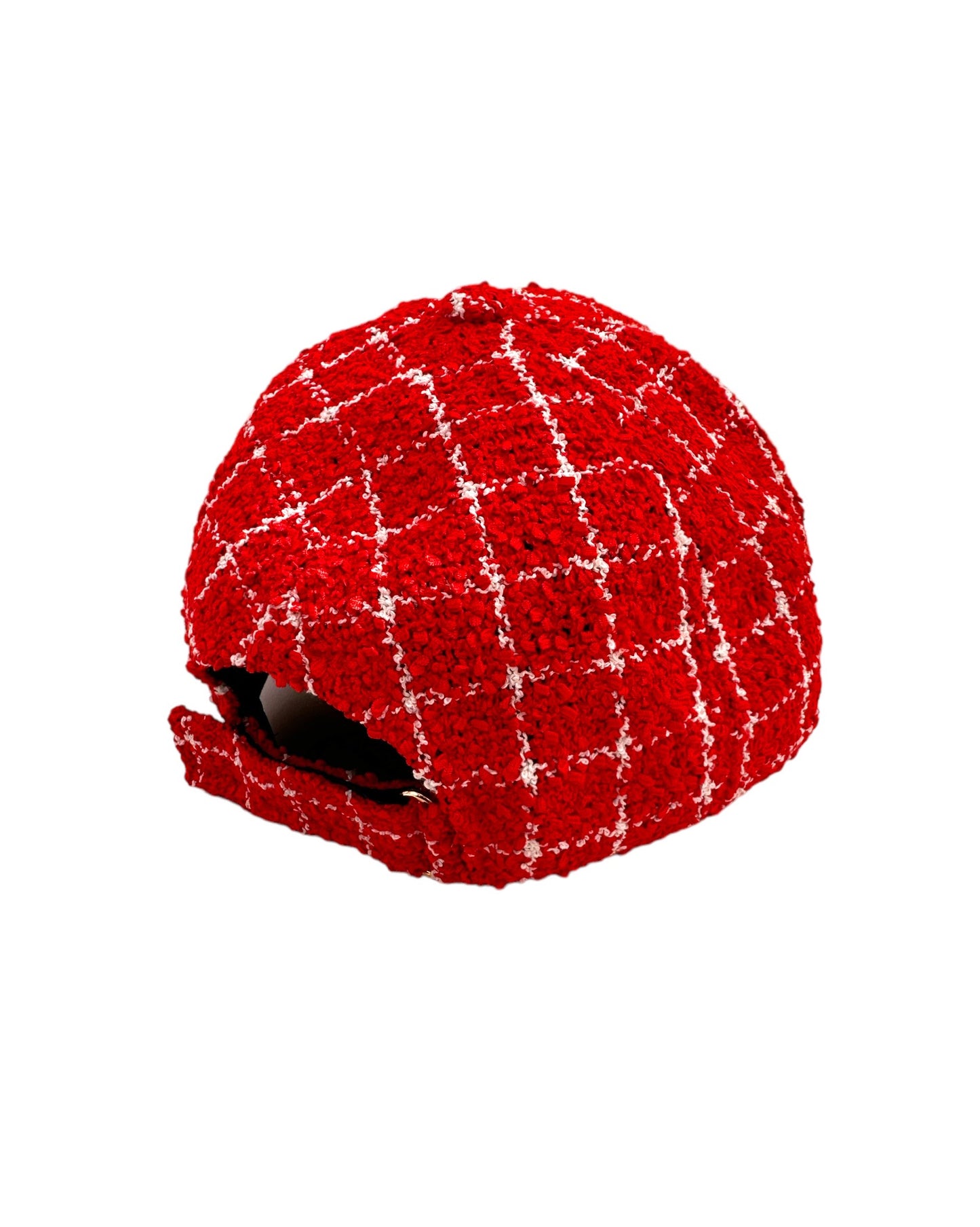 red & ivory checkers alperbat tweed cap