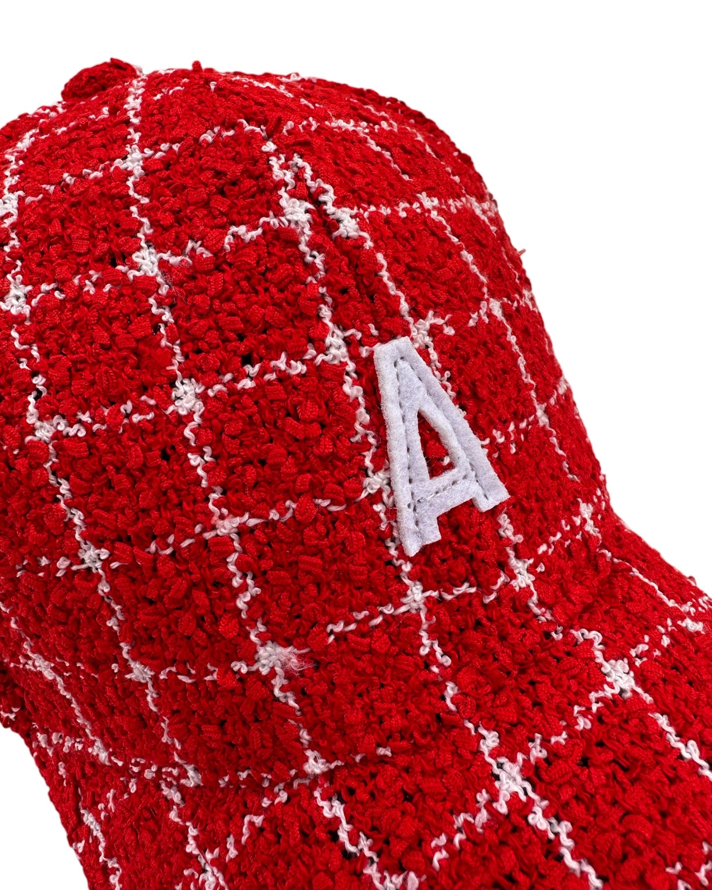 red & ivory checkers alperbat tweed cap