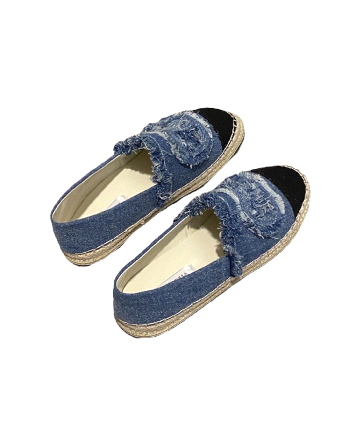 blue tweed & black fabric espadrilles *pre-order*