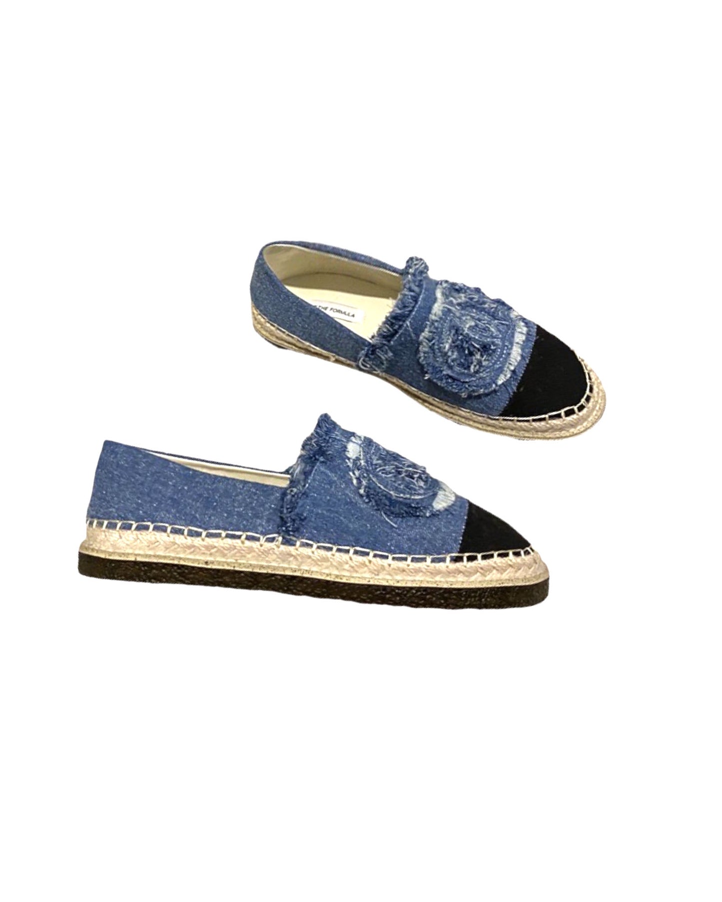 blue tweed & black fabric espadrilles *pre-order*