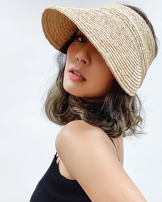 beige large straw visor hat *pre-order*