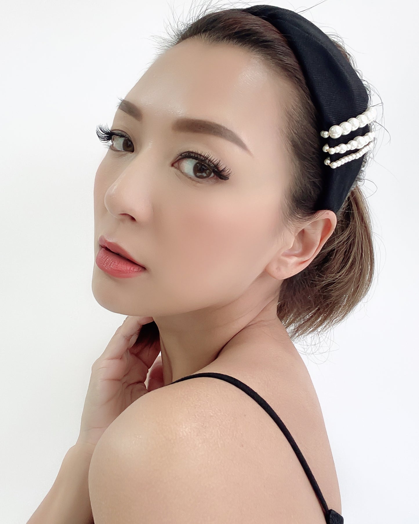 black twisted pearls sides fabric headband *pre-order*