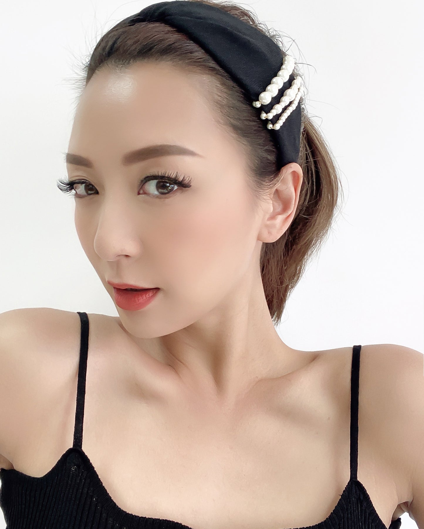 black twisted pearls sides fabric headband *pre-order*